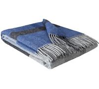 STTS International Coperta in Lana Vergine al 100%, Disponibile in Vari Colori, Copriletto, Plaid in Lana Vergine Tirol, 140 x 200 cm (Blu Scuro-Blu-Azzurro (Tricolore))