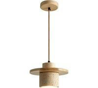 STTTBD Lampada Sospensione Moderna Travertino Stile Giapponese, Lampada Isola Cucina, Mini Lampade Sospensione Cilindriche per Ristoranti, Camera Letto, Legno, E27 B
