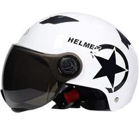 STTTBD Mezzo Casco da Moto, Casco da Crash, Casco Jet Jet con Visiera per Casco Multiuso Bianco Scooter Elettrico con Visiera A