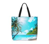 sttung Borsa larga da spiaggia da donna con stampa a tema oceano tropicale - Borsa riutilizzabile per shopping, viaggi, palestra, uscite casual