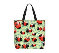 sttung Borsa larga da spiaggia da donna con stampa di coccinelle, riutilizzabile, per shopping, viaggi, palestra, uscite casual