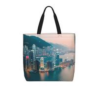 sttung Borsa larga da spiaggia da donna con stampa di Hong Kong, borsa riutilizzabile per shopping, viaggi, palestra, uscite casual