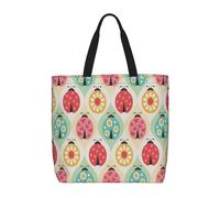 sttung Borsa larga da spiaggia da donna con stampa grafica di coccinelle, riutilizzabile, per shopping, viaggi, palestra, uscite casual