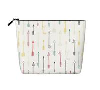sttung Colorato Disegnato A Mano Arte con Stile Boho Frecce Stampa Singolo Strato Imitazione Lino Trucco Borsa Donna Cerniera Viaggio Toiletry Pouch, Nero , Taglia unica