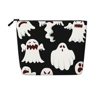 sttung Divertente Bianco Fantasma Stampa Singolo Strato Imitazione Lino Trucco Borsa Donna Cerniera Viaggio Toiletry Pouch, Nero , Taglia unica