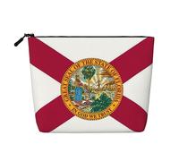 sttung Florida Stato Stampa Singolo Strato Imitazione Lino Trucco Sacchetto Della Chiusura Lampo Delle Donne Della Chiusura, Nero , Taglia unica