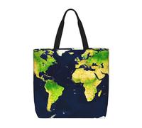 sttung Grande borsa da spiaggia da donna con stampa di mappa del mondo, borsa riutilizzabile per shopping, viaggi, palestra, uscite casual