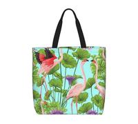 sttung Grande borsa da spiaggia da donna con stampa fenicottero e fiori d'amore - borsa riutilizzabile per shopping, viaggi, palestra, uscite casual