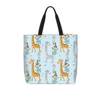 sttung Graziosa borsa da spiaggia da donna, con stampa floreale e giraffa, riutilizzabile, per shopping, viaggi, palestra, uscite casual