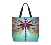 sttung Graziosa borsa da spiaggia da donna, con stampa grafica libellula, riutilizzabile, per shopping, viaggi, palestra, uscite casual