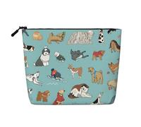 sttung I cani stampano il sacchetto di toilette di viaggio della chiusura lampo delle donne della borsa di trucco di lino imitazione, Nero , Taglia unica