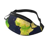 sttung Marsupio tutto in uno con stampa di mappa del mondo, per appassionati di trekking, viaggi e corsa, Nero , Taglia unica