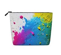 sttung Vernice Splatter Sfondo Stampa Singolo Strato Imitazione Lino Makeup Bag Donne Zipper Viaggio Toiletry Pouch, Nero , Taglia unica
