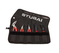 STUBAI Set di mini pinze | borsa arrotolabile, 5 pezzi | PVC - isolato | con mini cesoie | forbici per lamiera destra e sinistra | pinza piegata diritta e 45° | attrezzo professionale compatto e a