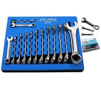 Stubby Chiave Set IN Schiuma Vassoio 14 PC Midget Chiave Combinata Chiavi 6-19mm