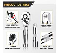 Stubby Cricchetto Set-1cm Chiave a Cricchetto Maniglia Con Estensione Bars72-T