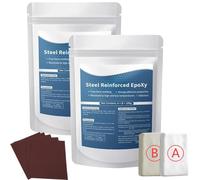 Stucco epossidico rinforzato con acciaio (100 g) - Kit di riparazione impermeabile e resistente al calore - Stucco universale per incollaggio, riparazione e modellazione di metallo, legno (2Pcs)