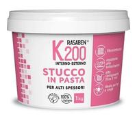 RASABEN - Stucco in Pasta K200 Pronto all'Uso, per Alti Spessori Fino a 5cm, Fibrorinfrozato, Resistente alle Sollecitazioni, per Crepe e Fori, da 1kg