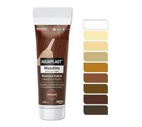 Stucco per Legno Colorato Pronto all’Uso - Aguaplast Woodlite Fibrorinforzato - Riempitivo per Buchi e Crepe su Mobili, Infissi e Parquet - Verniciabile Senza Fondo - colore Mogano tubo da 125ml