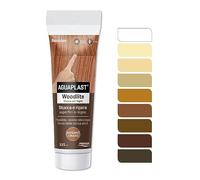 Stucco per Legno Colorato Pronto all’Uso - Aguaplast Woodlite Fibrorinforzato - Riempitivo per Buchi e Crepe su Mobili, Infissi e Parquet - Verniciabile Senza Fondo - Colore Mogano chiaro 125ml