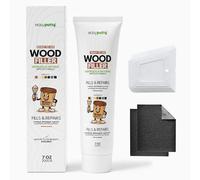 Stucco per Legno - Uso Interno ed Esterno + Carta Abrasiva & Spatola | Riempitivo per Mobili, Armadi, Pavimenti, Porte e Tavoli - 200 g (Rovere Scuro & Noce)