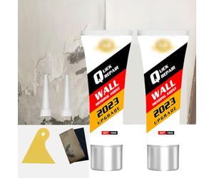Stucco per Muro,2pcs Stucco per Muro Bianco Pronto,Kit Riparazione Pareti,Stuccos Bianco Interno,Kit Crema Riparatrice per Pareti,per Riparare Graffi da Parete,Fori per Unghie,Crepe,Graffiti