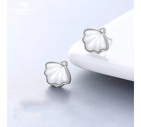 Stud Earrings Women's S925 Earrings all-Match White Pearl Shells Pendant Earrings