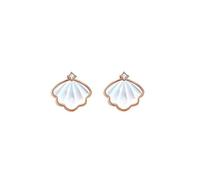 Stud Earrings Women's S925 Earrings all-Match White Pearl Shells Pendant Earrings Rose