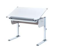 Inter Link - Scrivania per bambini regolabile in altezza - Scrivania per studenti - Scrivania per adolescenti - Con cassetto - Scrivania con ripiano inclinabile - Metallo bianco - Studare