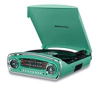 Studebaker Giradischi con controllo del passo a 3 velocità con ricevitore Bluetooth, radio AM/FM, slot USB per riproduzione MP3/cuffie e jack AUX in (color foglia di tè)