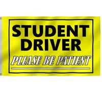 Student Driver Please Be Patient Bandiere Robuste Bandiera Colore Vivido Bandiera Da Giardino Per Prato Interno Esterno 90X150Cm