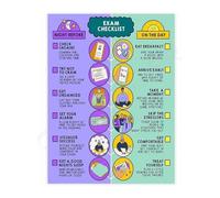Student Exam Checklist Poster Study Organization Chart Canvas Wall Art for Dorm Room and Home Office Decor(Framed,08x12inch(20x30cm))