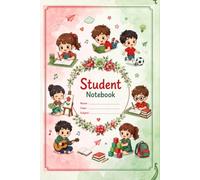 Student Notebook: Red and Green beautiful school and college white pages notebook