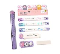Studente Cartoleria Set Clear Pen Case Correction Roller Roller Evidlighter Piccole Note Ritorno Alle Forniture Scolastiche Cats Paws Stationery