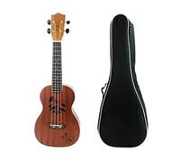 Studente Ukelele 21 pollici Soprano Ukelele Sapele Legno 4 Corde Hawaii Mini Chitarra Incisione Flower Engraving Ukulele Ukulele hawaiano (Color : Uke with Bag)