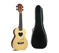Studente Ukelele Tastiera in abete rosso da 23 pollici in palissandro Ukulele Ukulele 4 corde Hawaii Mini chitarra Uke Foro tonale a forma di cuore(Color:Uke with Bag)