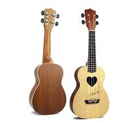 Studente Ukelele Tastiera in abete rosso da 23 pollici in palissandro Ukulele Ukulele 4 corde Hawaii Mini chitarra Uke Foro tonale a forma di cuore(Color:Only Uke)
