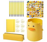 Studenti che scrivono un set di cancelleria - Cute Duck Design, divertenti strumenti primari, matite da scrittura colorate | Forniture per attività in classe, compagno di viaggio, organizzazione