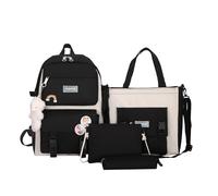 Studenti di sesso maschile e femminile, alla moda, per il tempo libero, zaino e borsa per penne, borsa AndCoin Set di quattro zaini da uomo per la scuola, Nero , Etichettalia unica