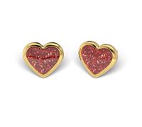 STUDEX Orecchini Cuore Glitter Rosso Ø4mm Placcato Oro Acciaio Chirurgico