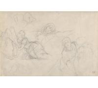 Studi della Vergine e delle Sante Donne per "The Lamentation" (1842-43) Stampa poster di Eugène Delacroix (18 x 24)