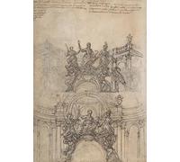 Studi per una scultura con figure dell'industria e dell'economia della prudenza sostenute dagli schiavi e placca ovale con cartouche; Studio separato per una cupola (1652-1725) Stampa poster di