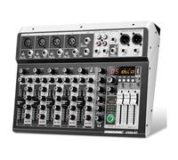 Studio Audio Sound Mixer Board - Mixer audio professionale Console audio 6 canali USB per computer MP3 ingresso 48V Phantom Power Stereo per DJ Studio, Live Streaming (6 canali)