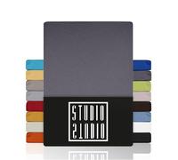 STUDIO Basic Lenzuolo con Angoli Francese - Lenzuolo Sotto Elastico 140x200cm Jersey 100% Cotone Pettinato - Grigio - OEKO-TEX 100 - Per Materassi 15-25 cm, Letti Standard & a Molle