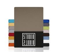 STUDIO Basic Lenzuolo con Angoli Matrimoniale - Lenzuolo Sotto Elastico 160x200cm Jersey 100% Cotone Pettinato - Tortora - OEKO-TEX 100 - Per Materassi 15-25 cm, Letti Standard & a Molle