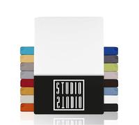 STUDIO Basic Lenzuolo con Angoli Matrimoniale - Lenzuolo Sotto Elastico 160x200cm Jersey 100% Cotone Pettinato - Bianco - OEKO-TEX 100 - Per Materassi 15-25 cm, Letti Standard & a Molle