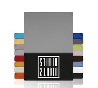 STUDIO Basic Lenzuolo con Angoli Matrimoniale - Lenzuolo Sotto Elastico 180x200cm Jersey 100% Cotone Pettinato - Argento - OEKO-TEX 100 - Per Materassi 15-25 cm, Letti Standard & a Molle