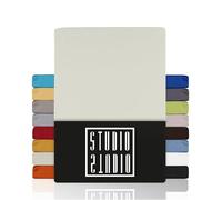 STUDIO Basic Lenzuolo con Angoli Una Piazza e Mezza - Lenzuolo Sotto Elastico 120x200cm Jersey 100% Cotone Pettinato - Neve - OEKO-TEX 100 - Per Materassi 15-25 cm, Letti Standard & a Molle