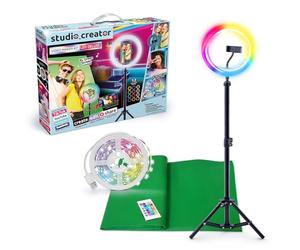 Studio Creator Kit Video Maker LED Deluxe, striscia luminosa a LED, multi-modalità, con treppiede, schermo verde XL, TikTok, YouTube, influencer, per bambini dagli 8 anni in su