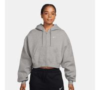 Studio Fleece Mid Waist Oversized Crop Full Zip Hoodie grigio S